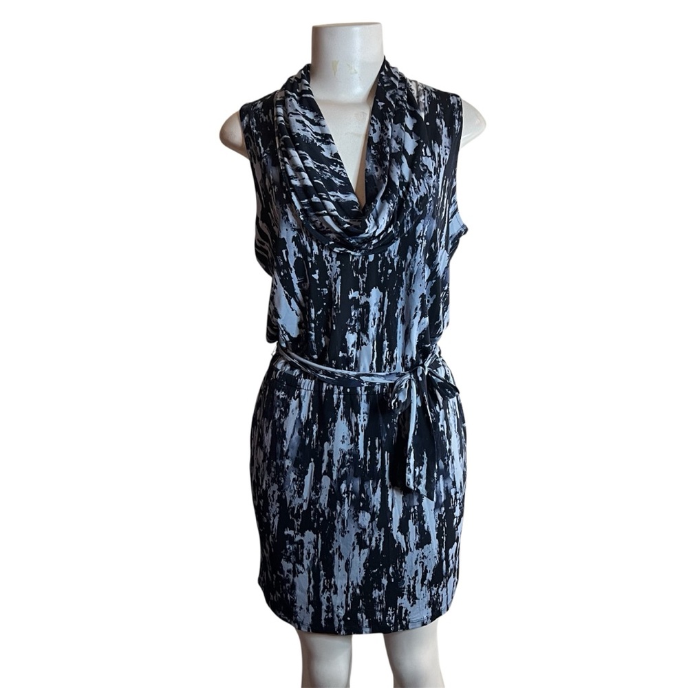 Michael Kors Dress Sleeveless Cowl Neck Tie-Waist Abstract Print Career Workwear